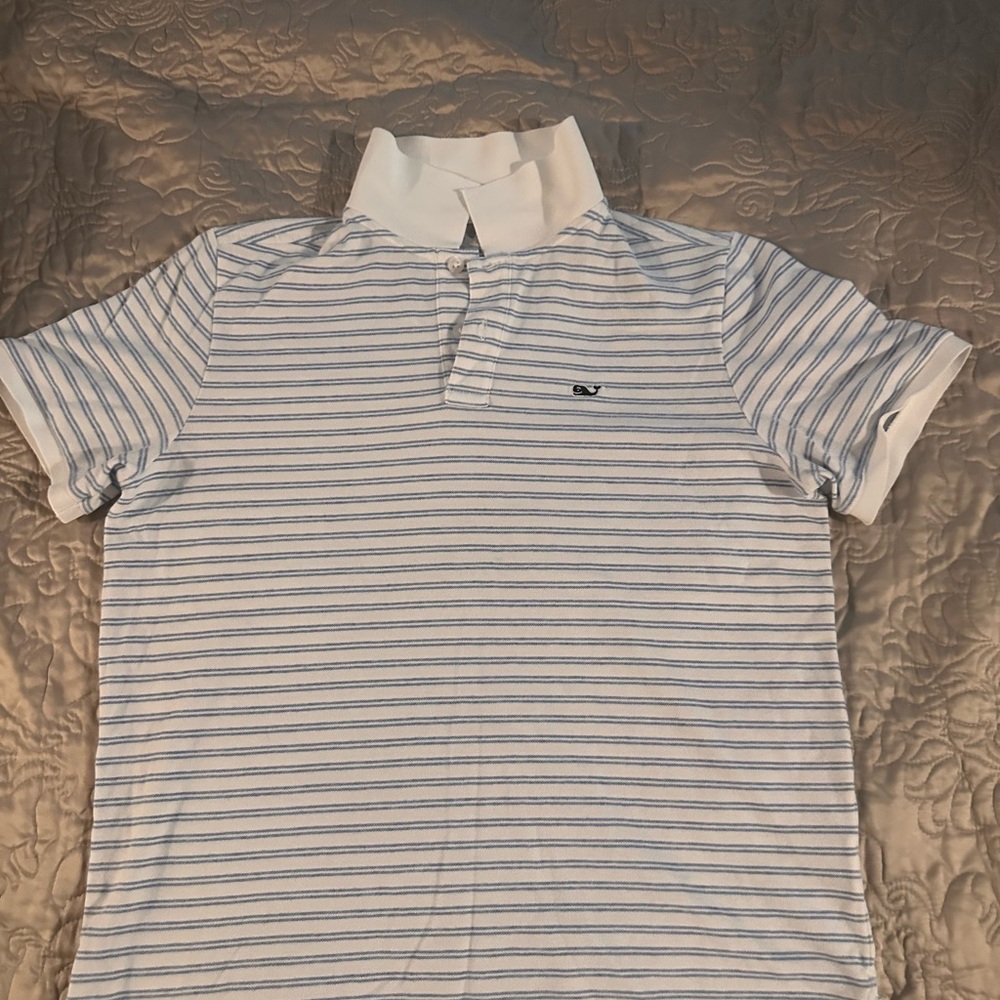Vineyard Vines Blue and White Striped Polo